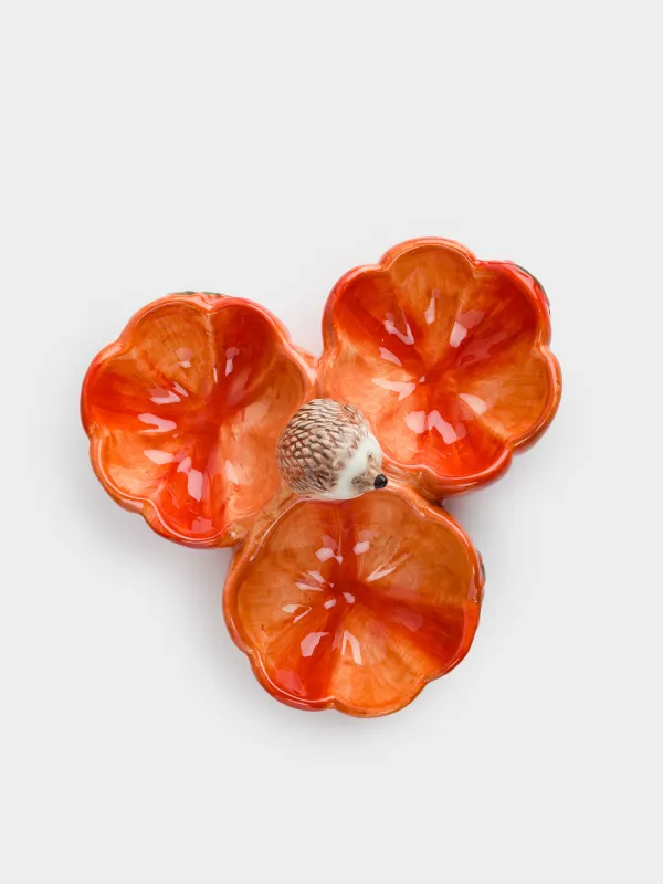 Менажница, с декором, 20 см, 3 отд, керамика D, оранжевая, Еж, Forest symphony, image-3