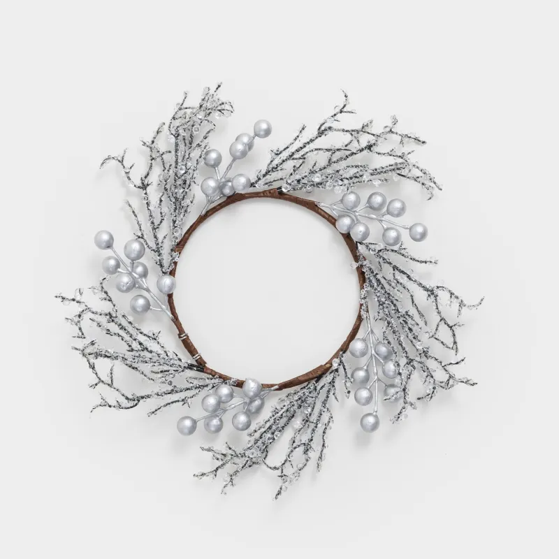 Сәндік гүл шоғы, 14/30 см, пластик/пенопласт, Күміс кристалдар, Crystal decor