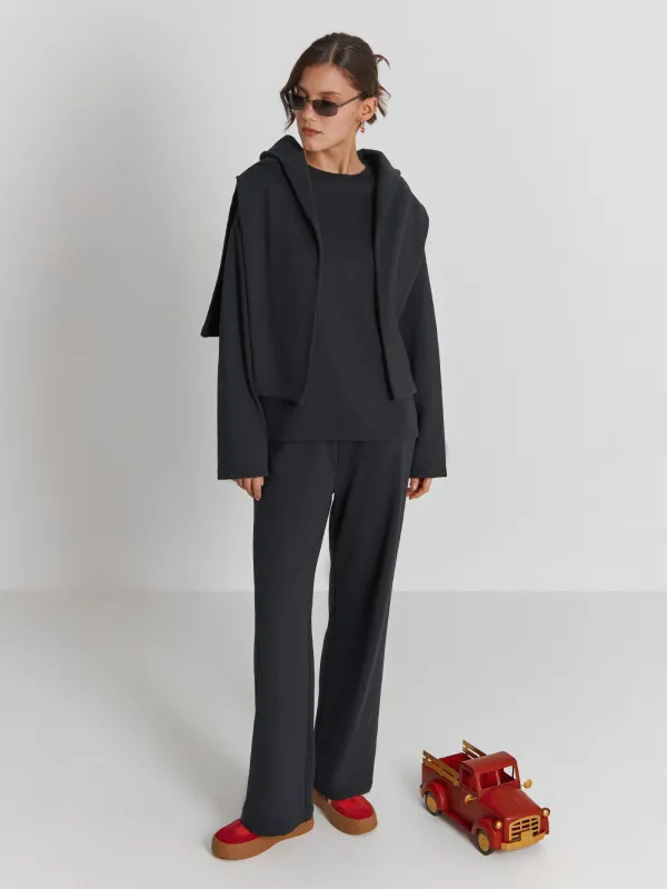 Әйелдер свитшоты, үйге арналған, өлшемі М, полиэстер/мақта, қара, Courtney, image-1