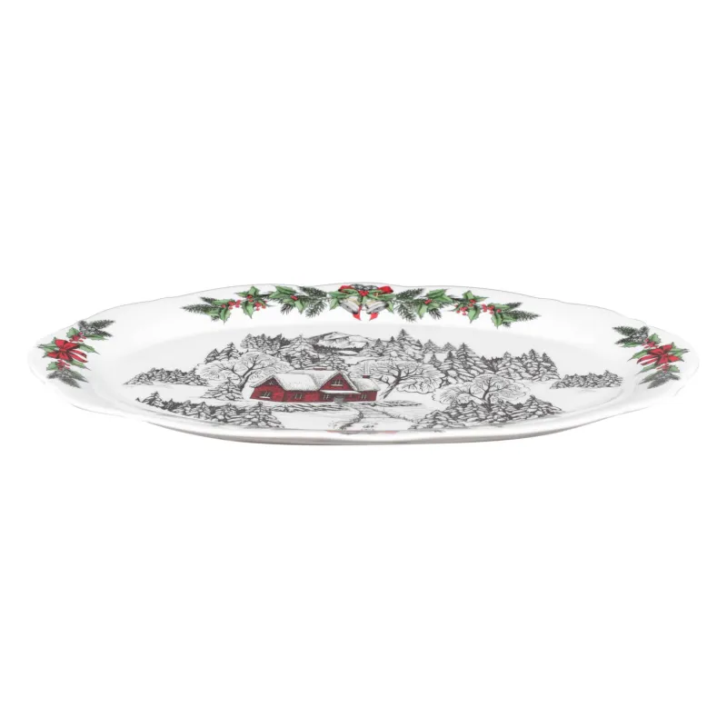 Табақша, 36х см, фарфор N, сопақ, ақ, Ормандағы үй, Forest house, image-1