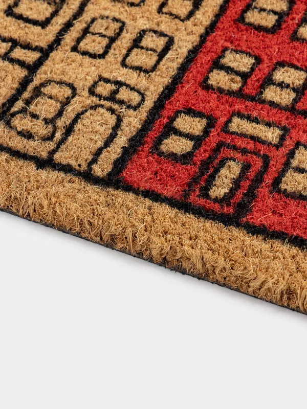 Коврик придверный, 40х60 см, кокос/ПВХ, прямоугольный, коричневый, Домики, House built, image-3