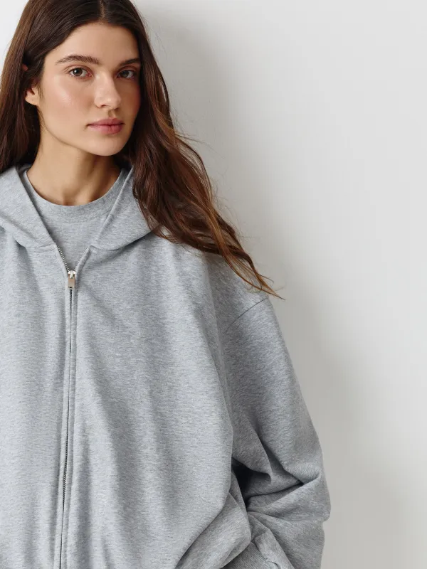 Әйелдерге арналған бүржейде, өлшемі XS-S, сыдырмалы, капюшоны бар, мақта/полиэстер К, сұр, Blanca, image-0