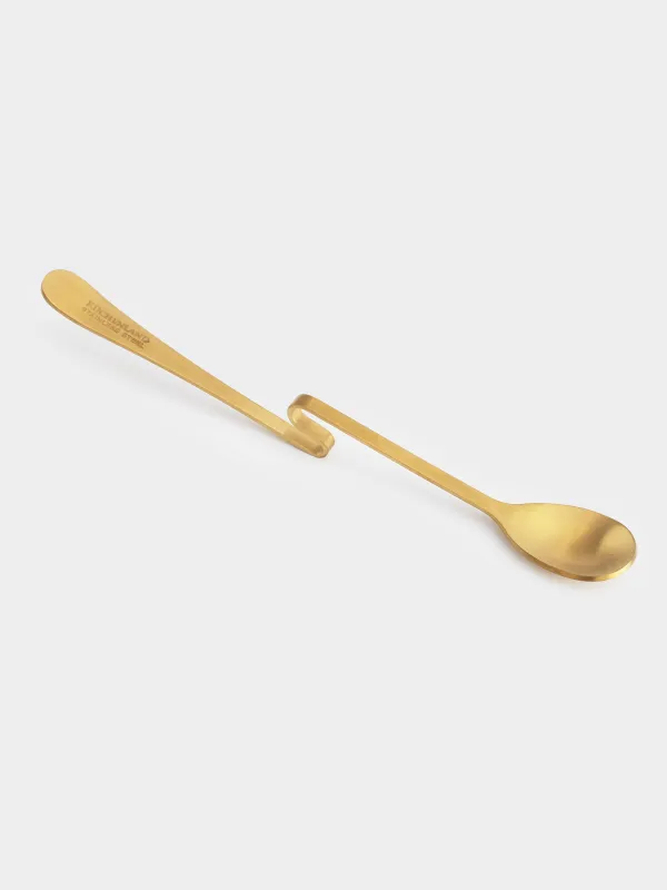 Шай қасық, 20 см, иілген тұтқасы бар, болат, алтын, Classic gold, image-1