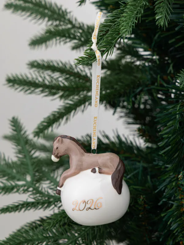 Шырша ойыншығы, 10 см, фарфор P, ақ-қоңыр, Шардағы ат, Ball figure, image-2