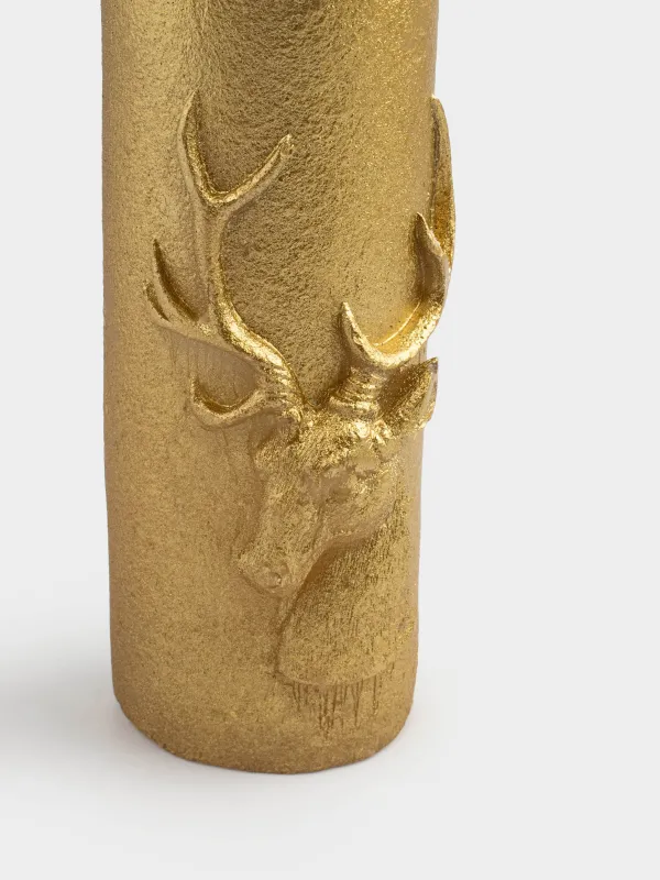 Свеча, 6х15 см, цилиндрическая, золотистая, Олень, Deer candle, image-3