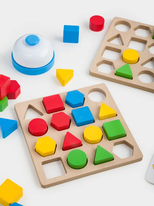 Игрушка-сортер, 65 пр, развивающая, с звонком, дерево/картон, Геометрические фигуры, Game, image-4