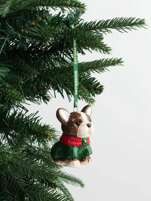 Шырша ойыншығы, 7 см, керамика, Свитер киген француз бульдогы, Figure christmas, image-4