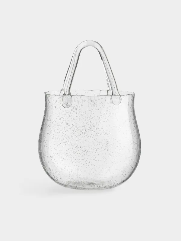 Гүл вазасы, 31 см, сәндік, тұтқасы бар, шыны, сөмке, Clear, image-0