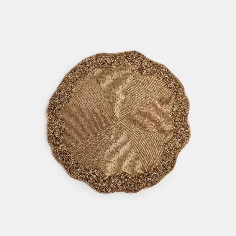 Аспаптарға арналған майлық, 36 см, моншақтар, дөңгелек, алтын, Толқынды жиектер, Art beads