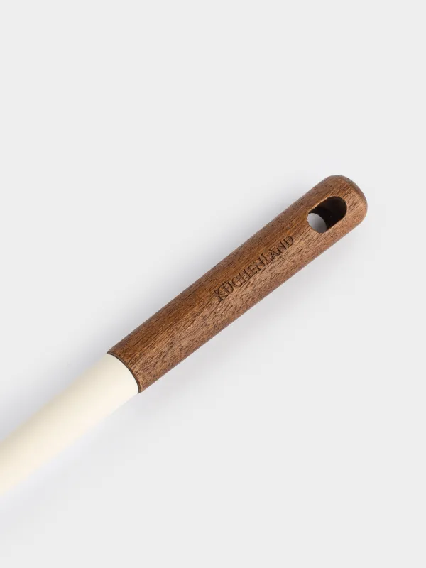 Лопатка, 33 см, с прорезями, силикон/дерево, бежевая, Lemsen, image-3