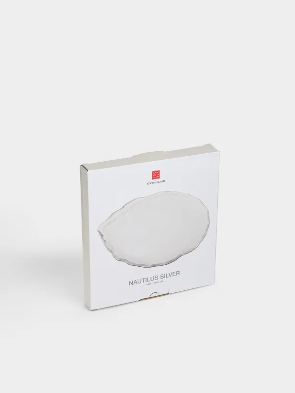 Блюдо, 25х21 см, с серебристым кантом, Лепесток, Nautilus silver, image-5