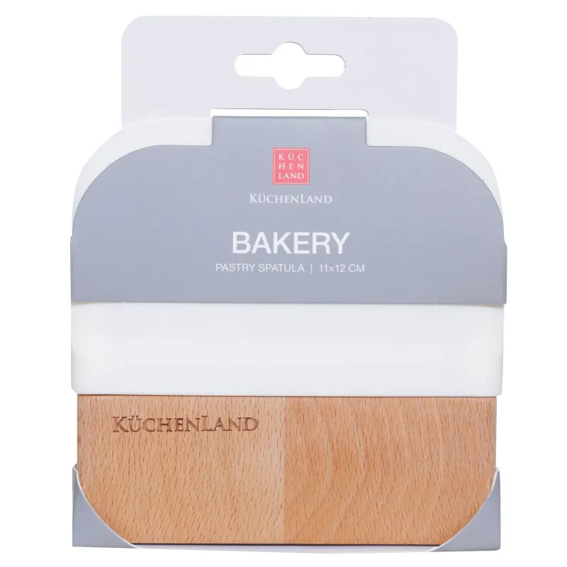 Кондитерлік шпатель, 11x12 см, қос, силикон/ағаш, сарғылт, Bakery, image-2