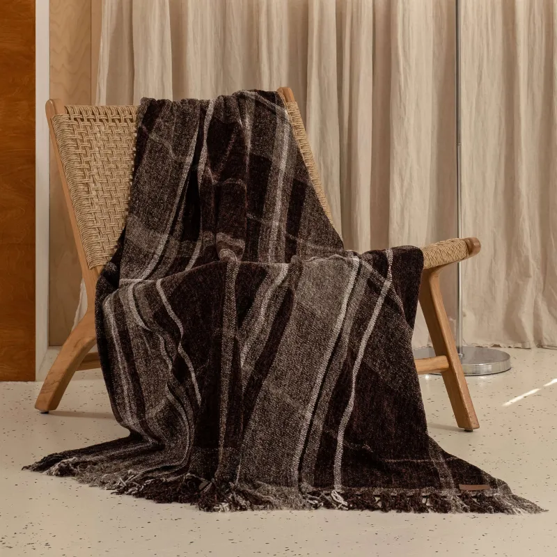 Жамылғы, 130х170 см, шашағы бар, шениль, қоңыр, Тор, Hazel