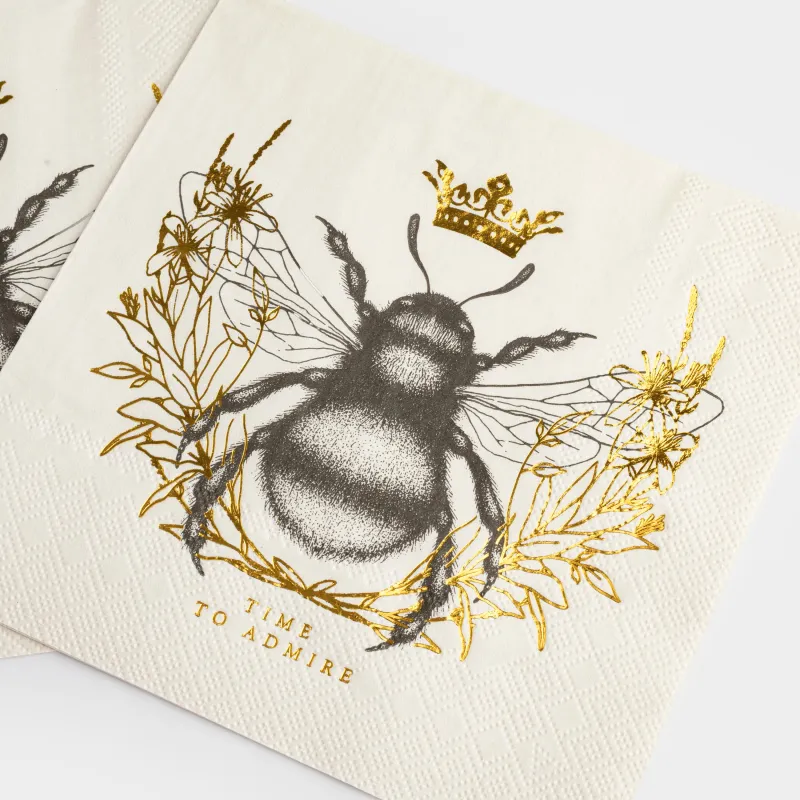 Салфетки бумажные, 33х33 см, 20 шт, квадратные, белые, Пчела, Honey, image-4