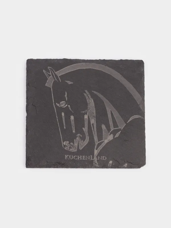 Набор подставок под кружку, 10 см, 2 шт, квадратный/круглый, сланец, Конь, Slate, image-3