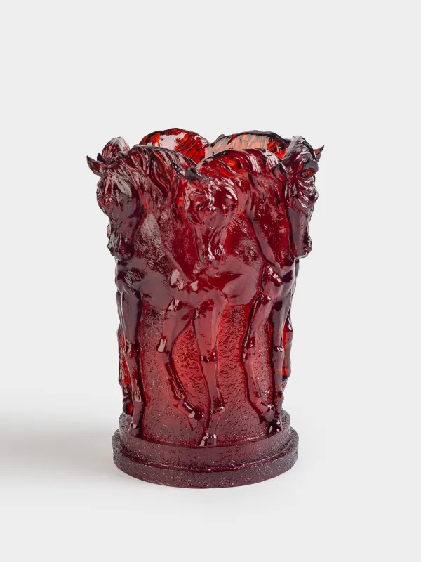 Сәндік ваза, 19 см, полирезин, сұр, Жылқылар, Horse color, image-0