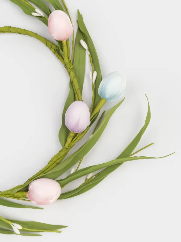Венок декоративный, 15/34 см, пенопласт/полиэстер, Пасхальные яйца, Flora Easter decor, image-4