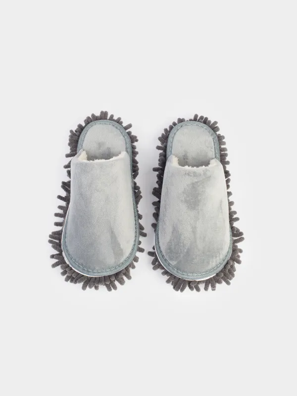 Тәпішке-сүрткіштер, 28 см, алмалы-салмалы табаны бар, микрофибра, сұр, Clean, image-1