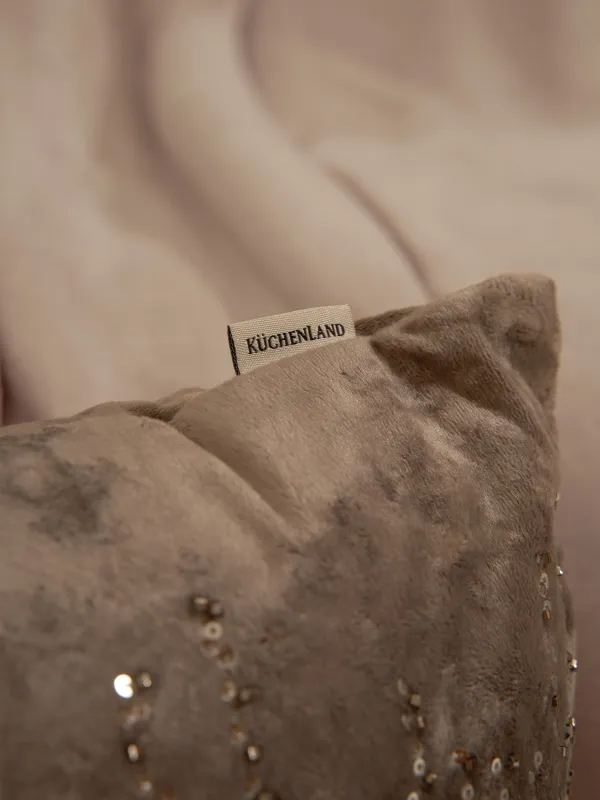 Сәндік жастық, 45х45 см, барқыт/моншақ, күміс, Sparkly, image-4