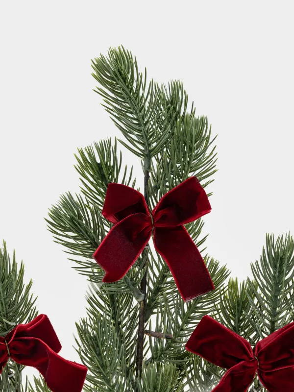 Сәндік бұтақ, 67 см, полиэтилен, Қызыл бантиктері бар шырша, Conifer decor, image-3