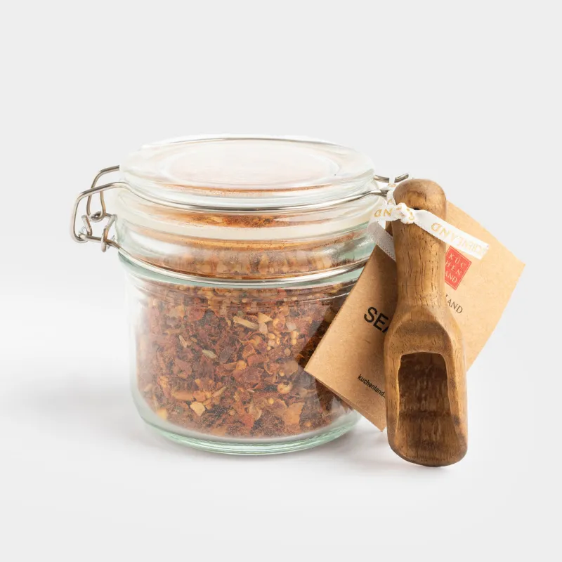 Емкость для специй, 8 см, с наполнением, с ложкой, стекло/дерево/сталь, Для мяса, Seasoning, image-6