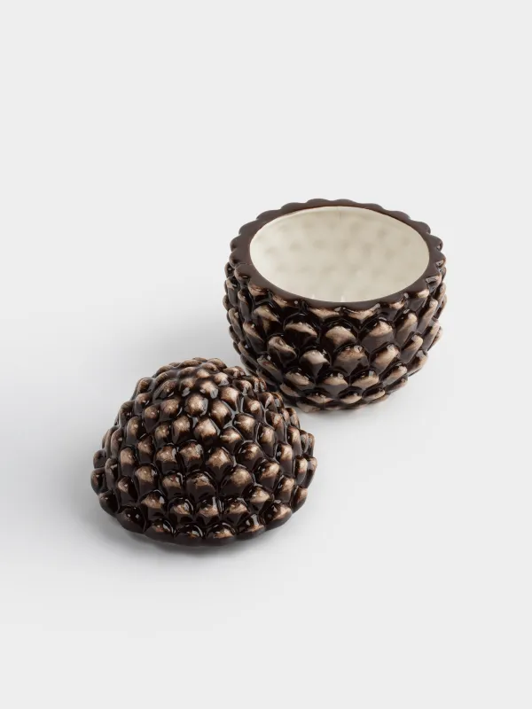 Емкость для хранения, 12х15 см, 490 мл, керамика D, коричневая, Шишка, Winter delice, image-4