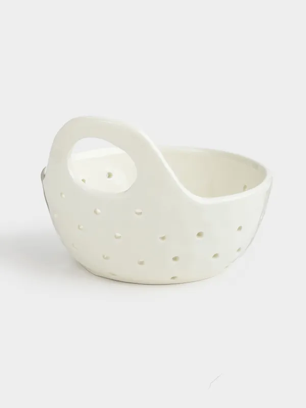 Дуршлаг, 15 см, тұтқасы бар, керамика, сүт түстес, Crumple font, image-2