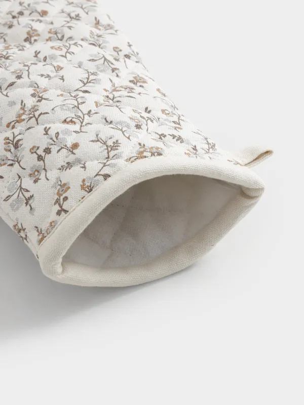 Ұстағыш-қолғап, 17х33 см, мақта, сүт түстес, Винтажды гүлдер, La flore, image-3