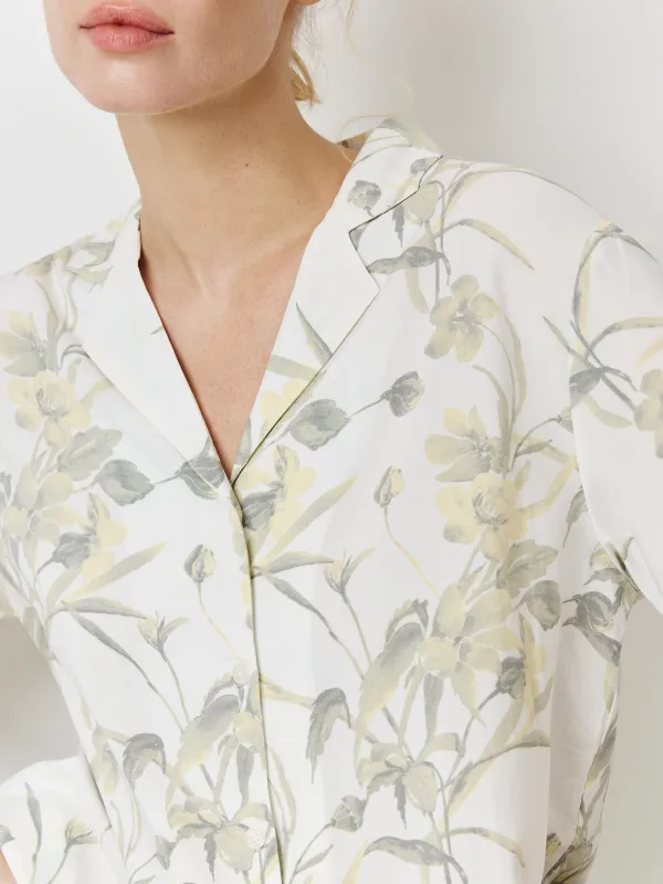 Әйелдер жейдесі, үйге арналған, өлшемі S, қысқа жеңді, вискоза, сұр, Жапырақтар, Leksli, image-2