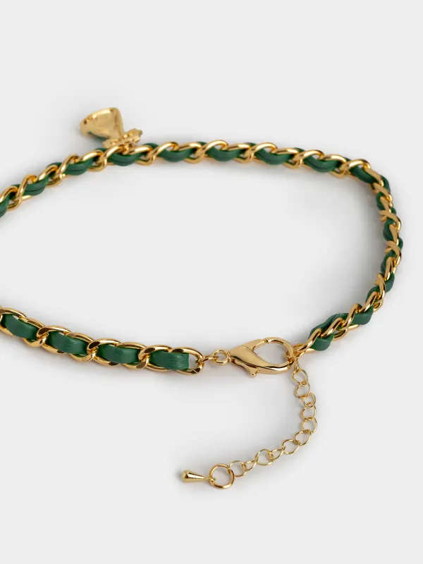 Жануарларға арналған мойынбау, 30 см, сәндік, полиуретан/металл, жасыл, Қоңырау, Chain pet, image-2