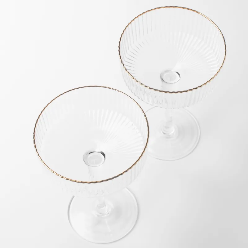 Бокал-креманка для шампанского, 200 мл, 2 шт, стекло Р, с золотистым кантом, Ribby R Gold, image-2