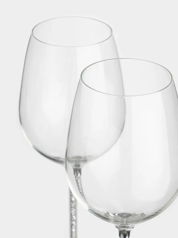 Шарап бокалы, 600 мл, 2 дана, шыны/страздар, Күміс кристалдар, Diamond, image-2