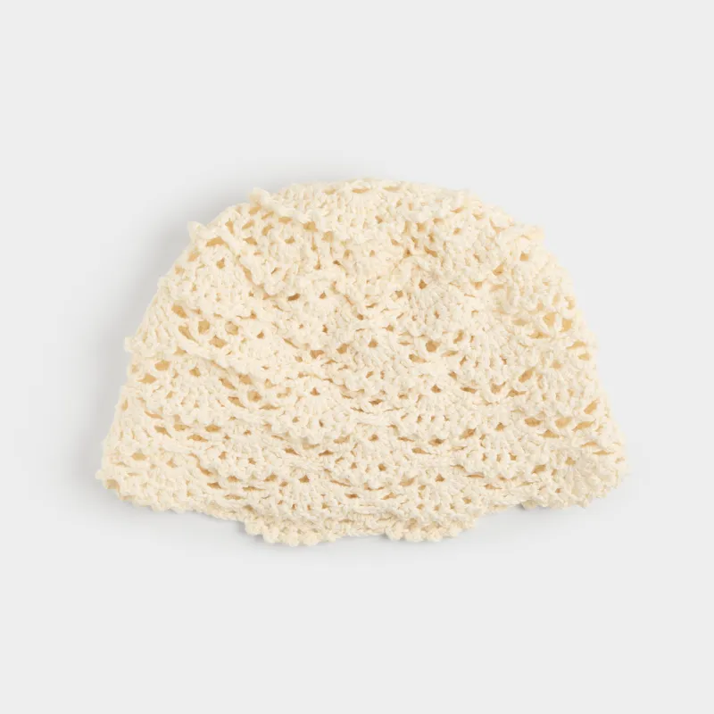 Панама женская, 57 см, единый размер, с рюшами, хлопок, молочная, Knitting lace