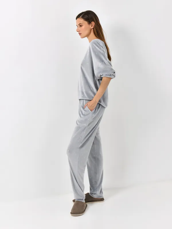 Әйелдер киім жиынтығы, үйге арналған, өлшемі S, шалбары бар, полиэстер/эластан, көгілдір, Жұлдыздар, Linna, image-3