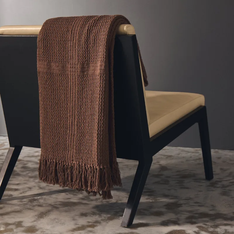 Жамылғы, 130x170 см, шашағы бар, мақта/люрекс, қоңыр, Тор, Strike