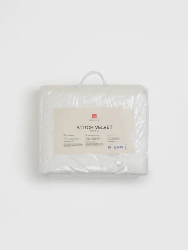 Төсек жапқыш, 220x240 см, қаланған, барқыт/микроталшық, сүтті, жапырақтар, Stitch velvet, image-6