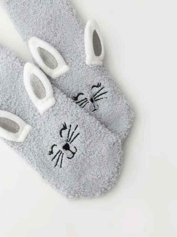 Әйелдерге арналған шұлықтар, үйге арналған, өлшемі 39-41, полиэстер, сұр, қоян, Merry, image-1