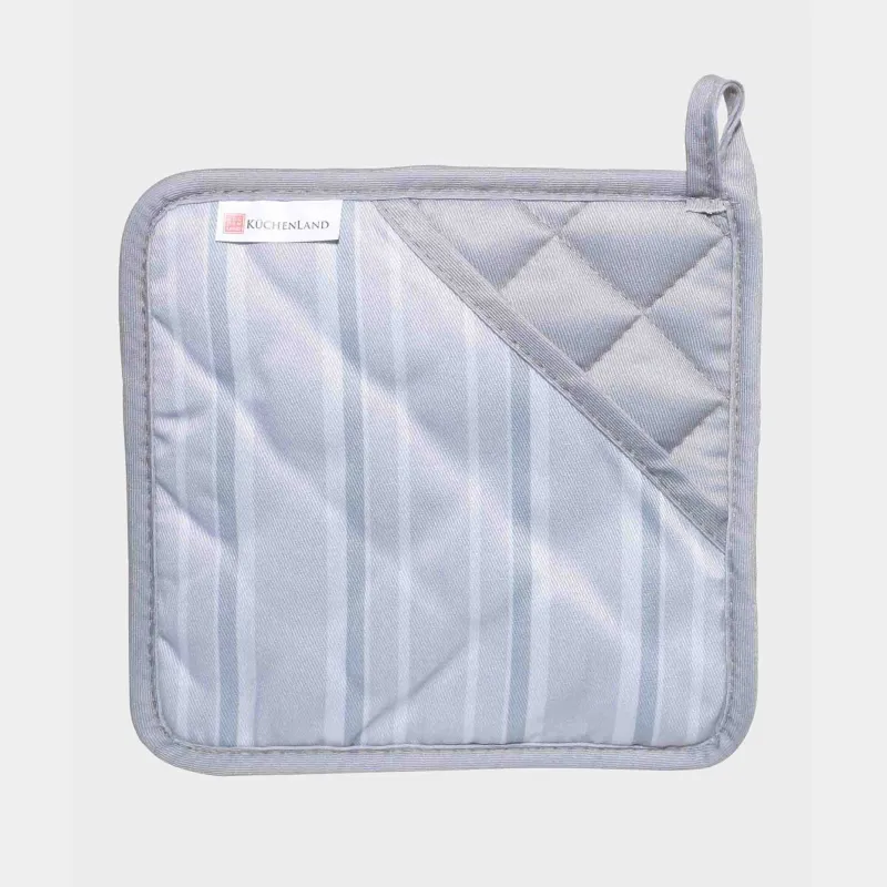 Қолғап ұстағыш, 18 см, силикон/мақта, шаршы, сұр, Жолақ, Bakery