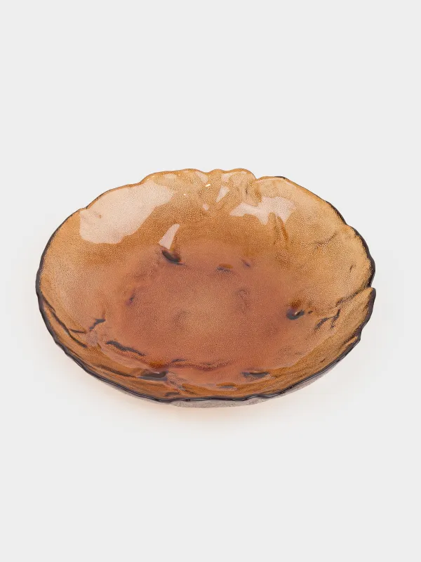 Блюдо глубокое, 22х5 см, стекло, янтарное, Glacial color, image-1