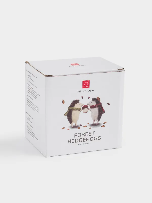 Саптыаяқ, 330 мл, керамика, ақ-қоңыр, Шарф таққан кірпілер, Forest hedgehogs, image-4