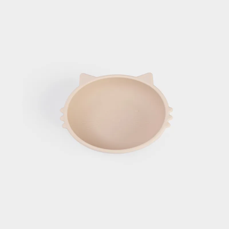 Тарелка суповая, детская, 10х10 см, 330 мл, на присоске, силикон, бежевая, Котик, Kiddy, image-2