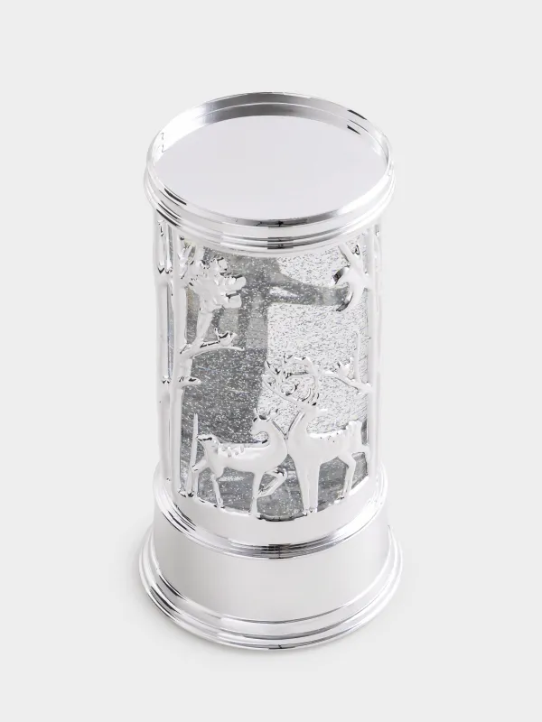 Қар шамы, 19 см, жарықтандырылған, пластик, күміс, Орман, Silver style, image-1