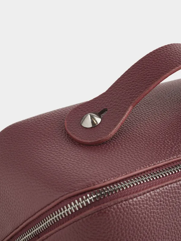 Косметикалық сөмке, 24х13 см, тұтқасы бар, полиуретан, бургундия, Krast, image-3