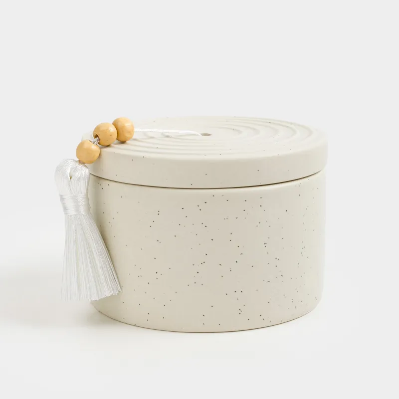 Хош иісті шам, 7 см, шам ұстағышта, шашақпен, керамика, Sage and Sea salt, Delicia, image-0