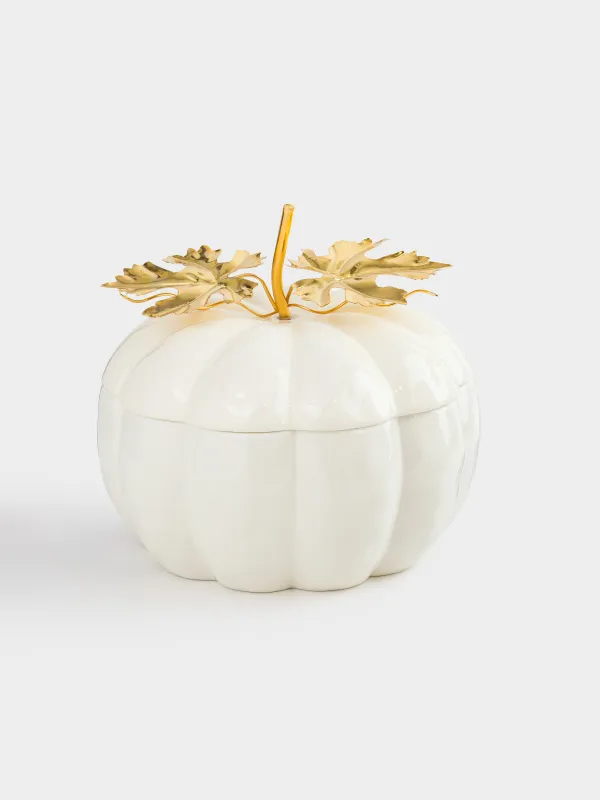 Сақтау ыдысы, 17х15 см, мл, фарфор P/болат, сүт-алтын түстес, Асқабақ, Golden glow, image-0