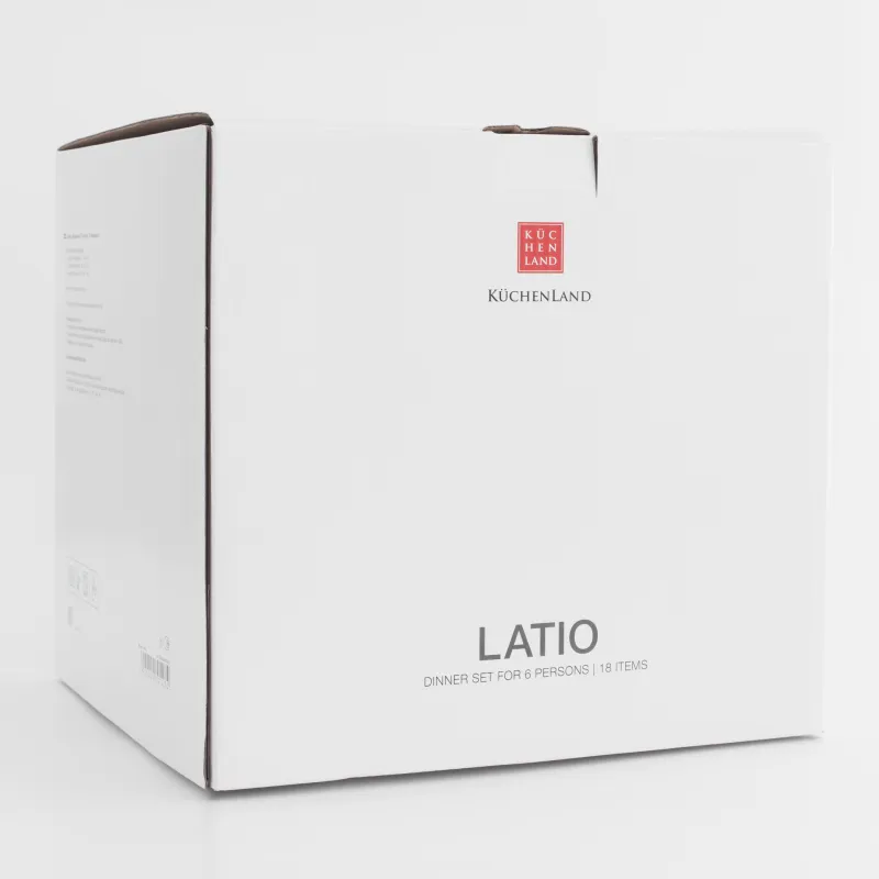 Ас сервизі, 6 адам, 18 зат, фарфор P, сүт түстес, дақты, Latio, image-6