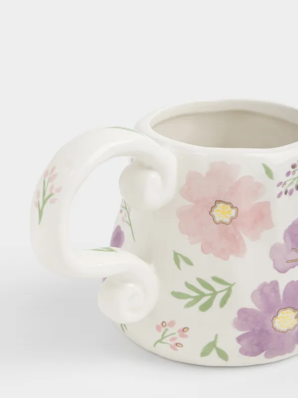 Саптыаяқ, 420 мл, керамика, сүт түстес, Гүлдер, Crumple flower, image-2