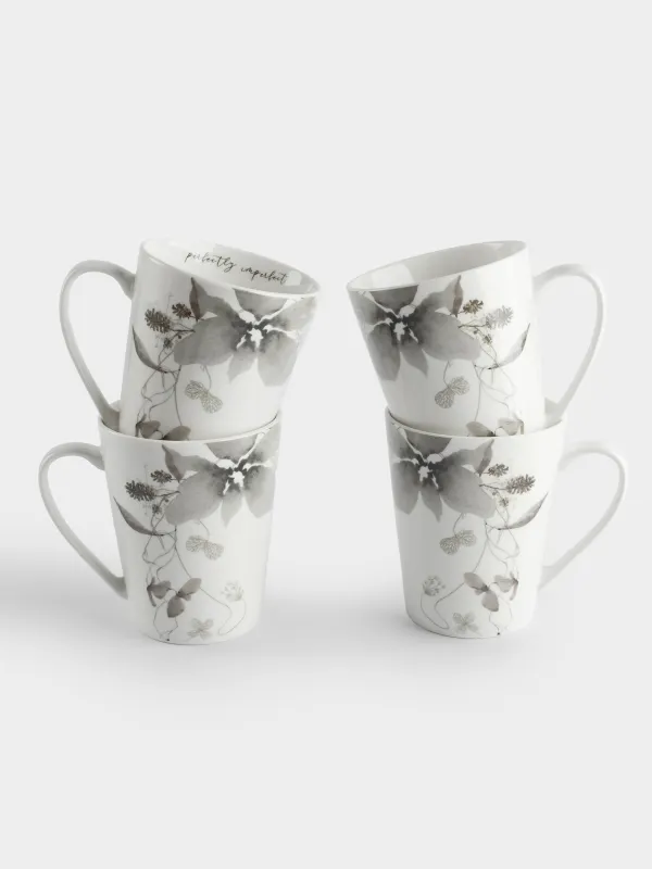 Саптыаяқ, 420 мл, 4 дана, фарфор N, Сұр гүлдер, Watercolor, image-0