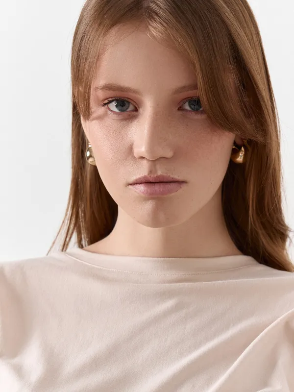 Пуссет сырғалары, 2 см, 2 дана, металл, алтын, Jewelry, image-2