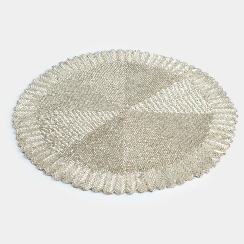 Салфетка под приборы, 36 см, бисер, круглая, золотистая, Art beads, image-1